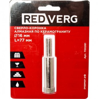 Алмазное сверло-коронка по керамограниту REDVERG 700261 6627194